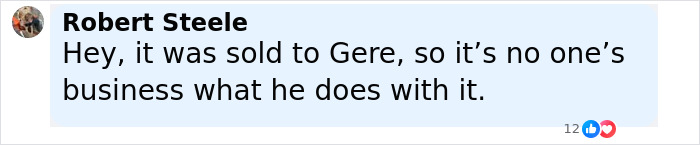 Comment by Robert Steele discussing Richard Gere&rsquo;s multimillion-dollar home and related controversy after Paul Simon&rsquo;s daughter&rsquo;s outcry.