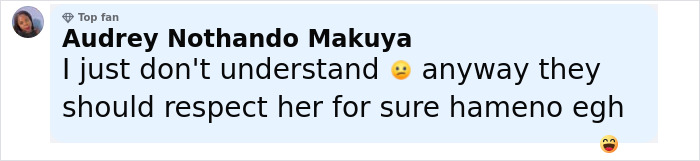 Comment from Audrey Nothando Makuya expressing confusion and urging respect regarding conjoined twin and husband intimacy questions.