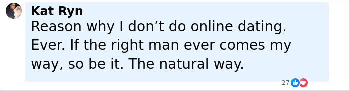 Comment by Kat Ryn expressing distrust in online dating after a mom married man she met online found lifeless at home.