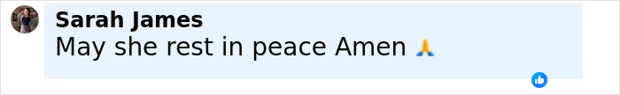 Comment expressing sympathy and prayer emoji, related to American Nightmare mom who married man met online found lifeless.