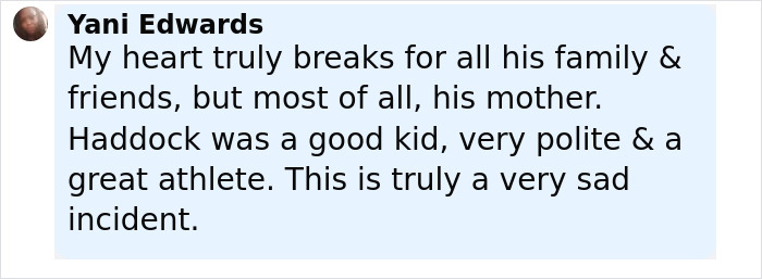 Comment expressing sorrow over promising teen golfer's passing during a school homecoming prank, highlighting his kindness and athleticism.