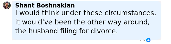 Comment by Shant Boshnakian discussing divorce filing amid Coldplay kiss cam scandal involving ex-astronomer HR chief Kristin Cabot.