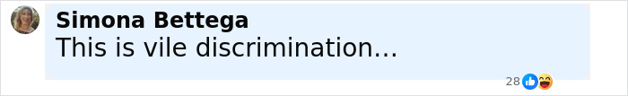 Comment by Simona Bettega expressing that the situation is vile discrimination, related to Gal Gadot ban petition.