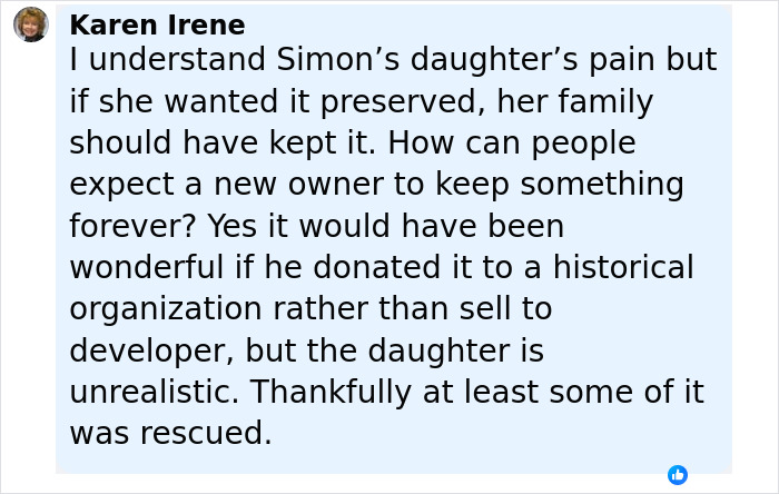 Comment discussing Paul Simon&rsquo;s daughter&rsquo;s reaction to Richard Gere&rsquo;s multimillion-dollar home demolition and preservation efforts.