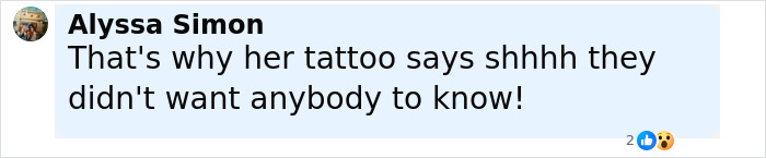 Screenshot of a social media comment discussing a tattoo linked to wild findings connecting singer to missing girl case.