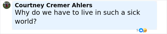 Comment by Courtney Cremer Ahlers questioning why we live in a sick world relating to false confession about Charlie Kirk's assassin. Comment by Courtney Cremer Ahlers questioning why we live in a sick world relating to false confession about Charlie Kirk's assassin.
