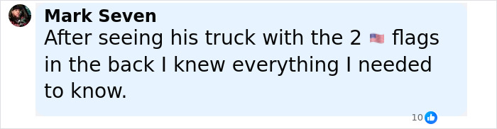 Comment by Mark Seven mentioning seeing a truck with two flags in the back related to Michigan suspect's eerie confession.
