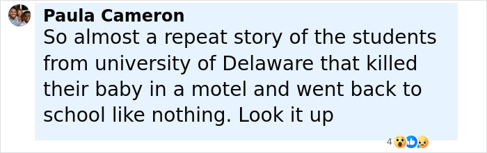 Social media post discussing a 21-year-old who hid her baby&rsquo;s body in a closet, revealing motherhood challenges.