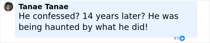 Comment reading He confessed 14 years later, expressing a breakthrough in cold case of boy after anonymous letter received by police.