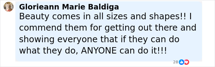 Comment supporting plus-size dancers, highlighting body positivity after college band announcer bodyshames at halftime.