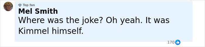 Comment from Mel Smith reacting to Jimmy Kimmel&rsquo;s suspension, related to Jay Leno's response on offensive Charlie Kirk remarks.