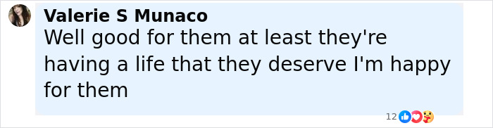 Comment from Valerie S Munaco expressing happiness for conjoined twins Abby and Brittany seen with a baby, discussing motherhood.