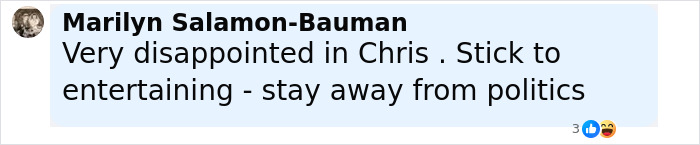 Comment criticizing Coldplay&rsquo;s Chris Martin for involving political speech, disappointing fans during a concert moment.