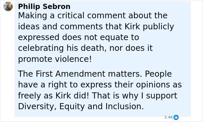 Comment on First Amendment rights and diversity in response to controversy involving Jimmy Kimmel and Hollywood reactions. Comment on First Amendment rights and diversity in response to controversy involving Jimmy Kimmel and Hollywood reactions.