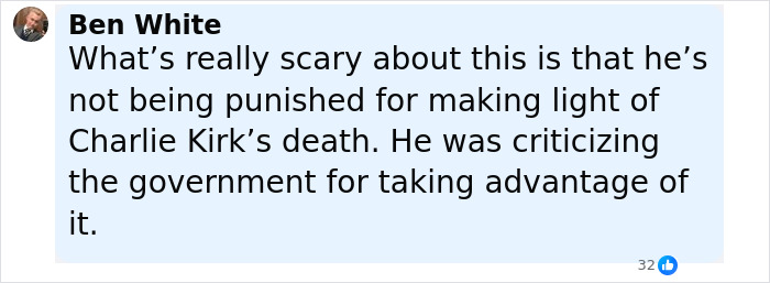 Comment by Ben White discussing Jimmy Kimmel's controversial remarks that led to his show suspension. Comment by Ben White discussing Jimmy Kimmel's controversial remarks that led to his show suspension.