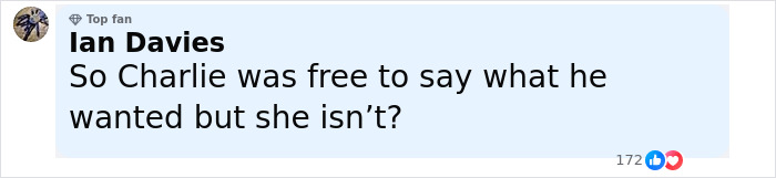 Comment by Ian Davies questioning freedom of speech regarding The Rock's daughter and Charlie Kirk remarks. Comment by Ian Davies questioning freedom of speech regarding The Rock's daughter and Charlie Kirk remarks.