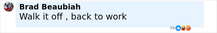 Comment by Brad Beaubiah saying Walk it off, back to work, responding to news about Tom Holland rushed to hospital with head injury after Spider-Man stunt. Comment by Brad Beaubiah saying Walk it off, back to work, responding to news about Tom Holland rushed to hospital with head injury after Spider-Man stunt.