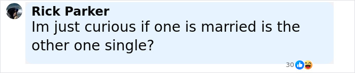 Comment from Rick Parker questioning if one conjoined twin is married while the other is single, on a social media post.