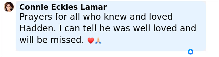 Comment expressing prayers and condolences for promising teen golfer who passed away during school homecoming prank.