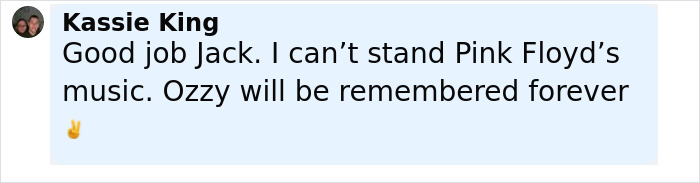 Social media comment responding to Roger Waters criticizing Ozzy Osbourne, with his son firing back in the heated exchange. Social media comment responding to Roger Waters criticizing Ozzy Osbourne, with his son firing back in the heated exchange.