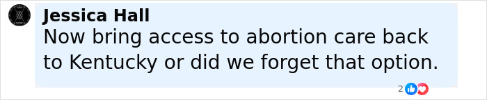 Screenshot of a social media comment discussing abortion care access in Kentucky related to the Kentucky cheerleader case revelation. Screenshot of a social media comment discussing abortion care access in Kentucky related to the Kentucky cheerleader case revelation.