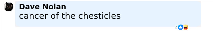 Screenshot of a social media comment humorously referencing testicular cancer with the phrase cancer of the chesticles.