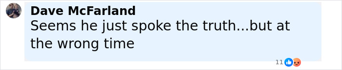 Screenshot of a social media comment by Dave McFarland reacting to NBC analyst’s firing over remarks about Charlie Kirk. Screenshot of a social media comment by Dave McFarland reacting to NBC analyst’s firing over remarks about Charlie Kirk.