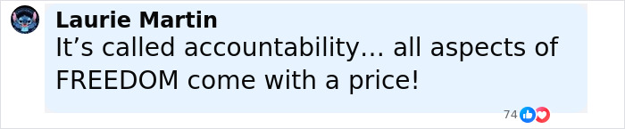 Comment by Laurie Martin on social media criticizing freedom and accountability amid NBC analyst firing controversy. Comment by Laurie Martin on social media criticizing freedom and accountability amid NBC analyst firing controversy.