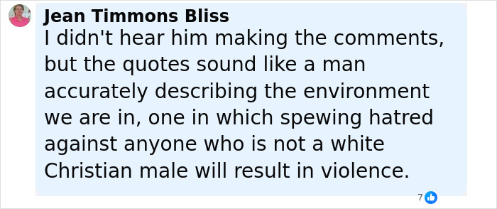 Screenshot of a Facebook comment discussing a fired NBC analyst's horrendous remarks about Charlie Kirk. Screenshot of a Facebook comment discussing a fired NBC analyst's horrendous remarks about Charlie Kirk.