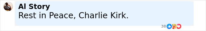 Comment mentioning Charlie Kirk with the text Rest in Peace, related to NBC analyst fired for horrendous remarks. Comment mentioning Charlie Kirk with the text Rest in Peace, related to NBC analyst fired for horrendous remarks.