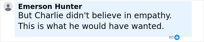 Screenshot of Emerson Hunter’s comment mentioning Charlie and empathy in a discussion about NBC analyst remarks. Screenshot of Emerson Hunter’s comment mentioning Charlie and empathy in a discussion about NBC analyst remarks.