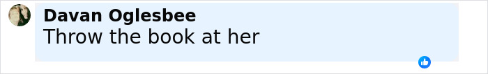 Comment by Davan Oglesbee saying Throw the book at her on a social media post about unhinged Amish mom's chilling confession to officers after drowning 4-year-old son.