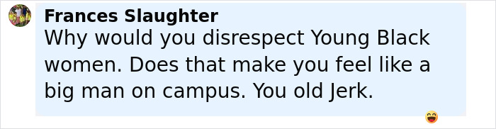 Screenshot of a Facebook comment from Frances Slaughter condemning bodyshaming of plus-size dancers at college halftime.
