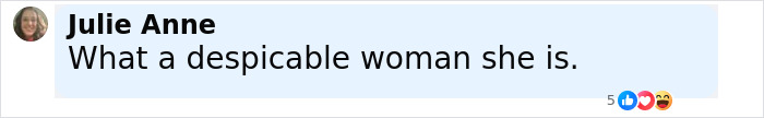Screenshot of a Facebook comment by Julie Anne criticizing a woman amid a lawsuit involving Lisa Marie Presley.
