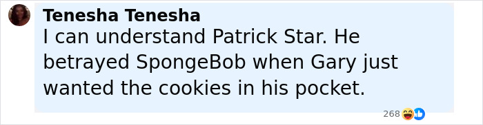 Text message from Tenesha comparing Patrick Star's betrayal to Kanye West listing daughter North on public betrayal list.