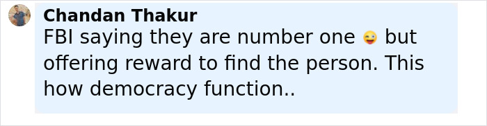 Comment about FBI and reward related to the main suspect in Charlie Kirk's fatal attack escape.