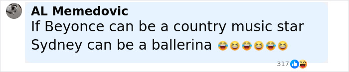 Screenshot of a social media comment referencing Sydney Sweeney in a humorous discussion about career versatility. Screenshot of a social media comment referencing Sydney Sweeney in a humorous discussion about career versatility.