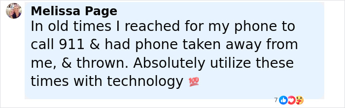 Comment from domestic violence victim explaining how technology helped when phone was taken during attack