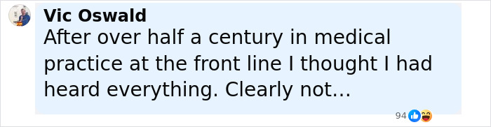 Comment by Vic Oswald about medical practice experience, relating to surgeon who intentionally had own legs amputated. Comment by Vic Oswald about medical practice experience, relating to surgeon who intentionally had own legs amputated.