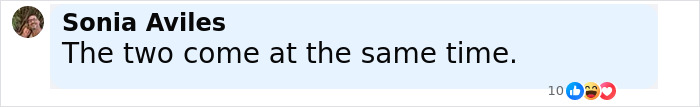 Comment by Sonia Aviles saying the two come at the same time, responding to backlash about conjoined twin Carmen Andrade&rsquo;s intimate life.