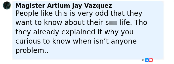 Comment discussing public curiosity and backlash over conjoined twin Carmen Andrade's intimate life with her husband.