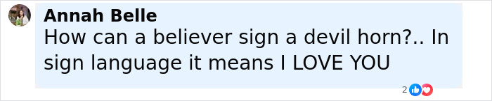 Comment by Annah Belle explaining the gesture as I love you in sign language amid Erika Kirk's funeral claim discussion.