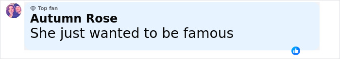 Comment by Autumn Rose in a social media post expressing a personal opinion about seeking fame.