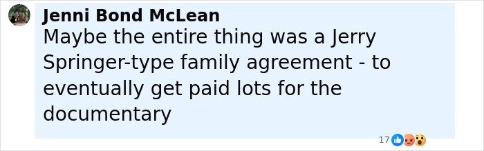 Comment by Jenni Bond McLean discussing a possible family agreement related to a documentary about anonymous bullying.
