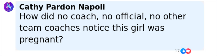 Comment about a cheerleader's baby belly and how no coaches noticed she was pregnant. Comment about a cheerleader's baby belly and how no coaches noticed she was pregnant.