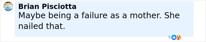 Comment by Brian Pisciotta saying maybe being a failure as a mother, referring to posts about motherhood on social media.