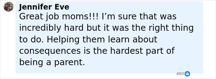 Comment praising two mothers for turning in their own children aged 12 and 13, applauding their difficult but right decision.