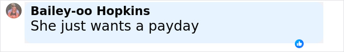 Comment by Bailey-oo Hopkins on a social media post, expressing opinion about a payday.