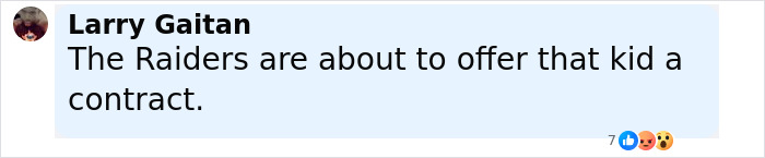 Comment by Larry Gaitan about Raiders offering a contract to a football player involved in a serious injury incident.