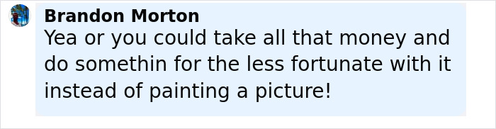 Comment by Brandon Morton questioning donating money to painting Iryna Zarutska murals instead of helping the less fortunate. Comment by Brandon Morton questioning donating money to painting Iryna Zarutska murals instead of helping the less fortunate.